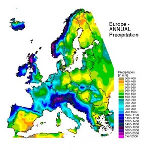 Distributia precipitatiilor in Europa