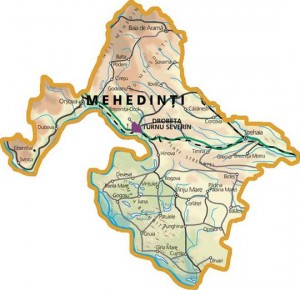 Harta fizica a judetului Mehedinti
