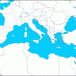 Map blind Mediterranean Sea