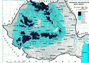 Harta precipitatiilor in Romania