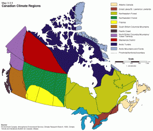 Harta climatica a Canadei