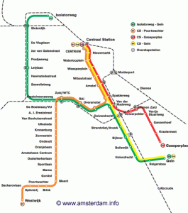 Harta metrou in Amsterdam