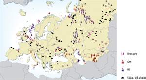 Harta resurselor minerale Europa