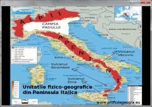 Harta - Unitatile fizico-geografice din Peninsula Italica