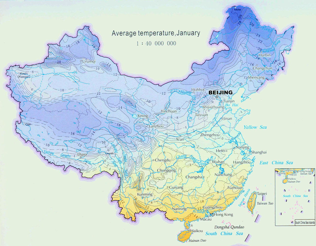 Климатические условия в разных частях китая. Климатическая карта кита. Карта температур Китая. Климатическая карта КНР. Климатические условия Китая карта.