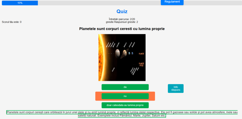        Joc geografie Terra si Sistemul Solar quizz
