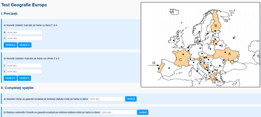Test geografie Bac Europa gratis