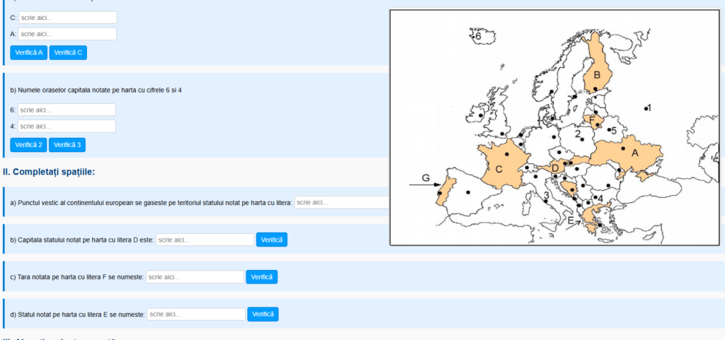 Test geografie  Europa harta muta joc