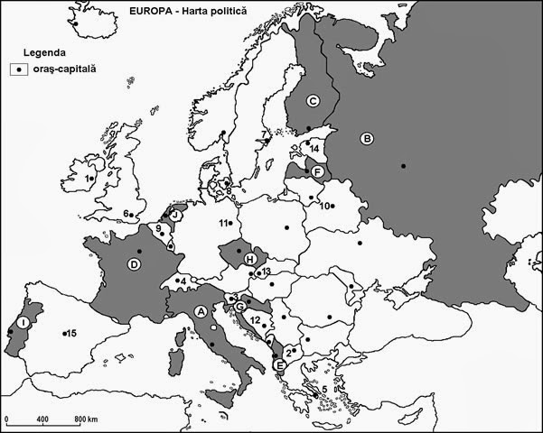 Test Geografie Europa Bac harta muta