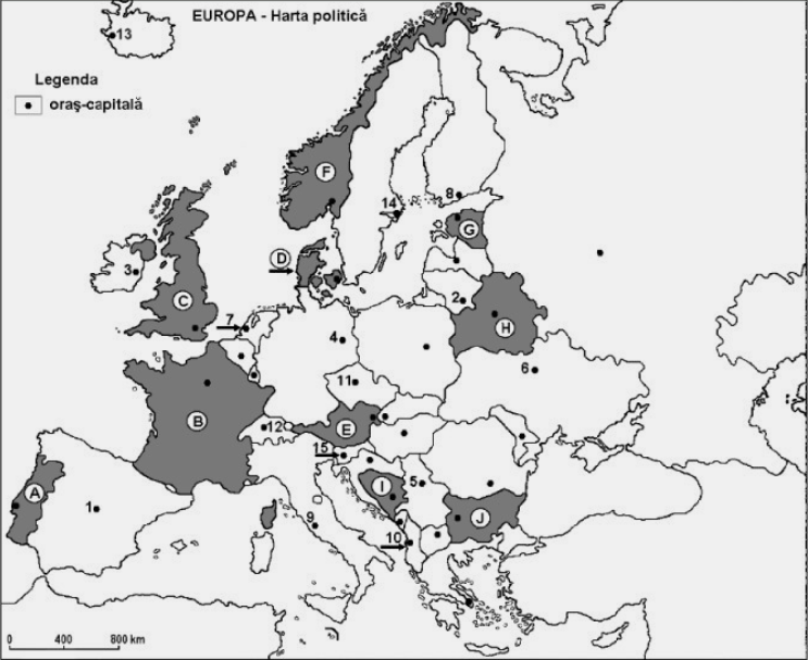 Test geografie  Europa online gratis harta muta joc