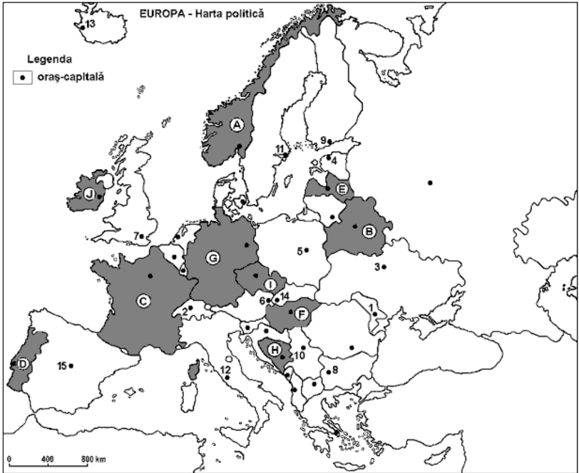 Test Geografie Europa Bac harta muta
