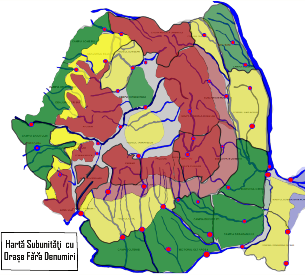 Harta Bac Romania Subunitati si Orase fara Denumiri